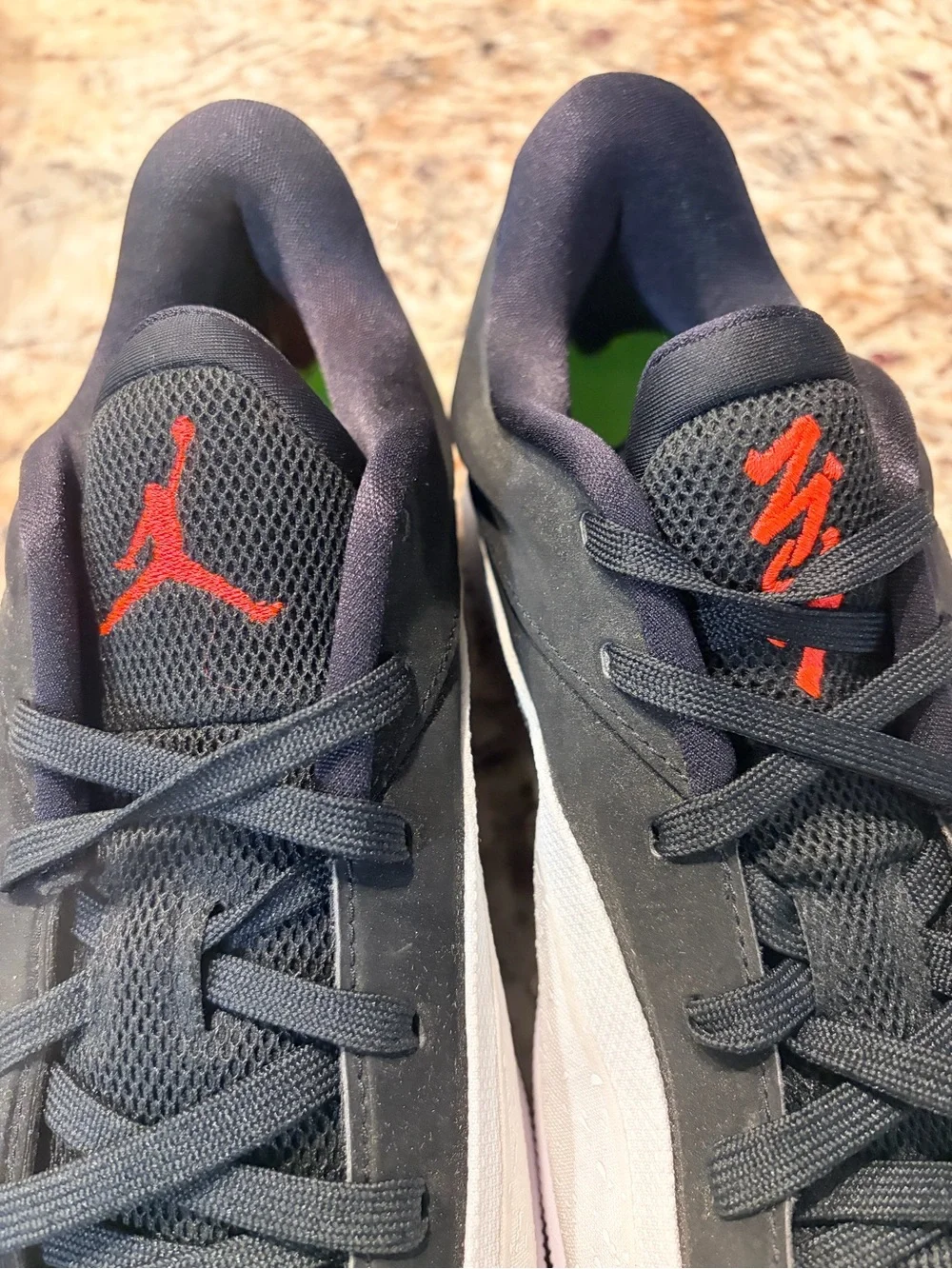 Jordan Zion 4 Men's Low-Top Athletic Shoes - Black/White with Red & Green